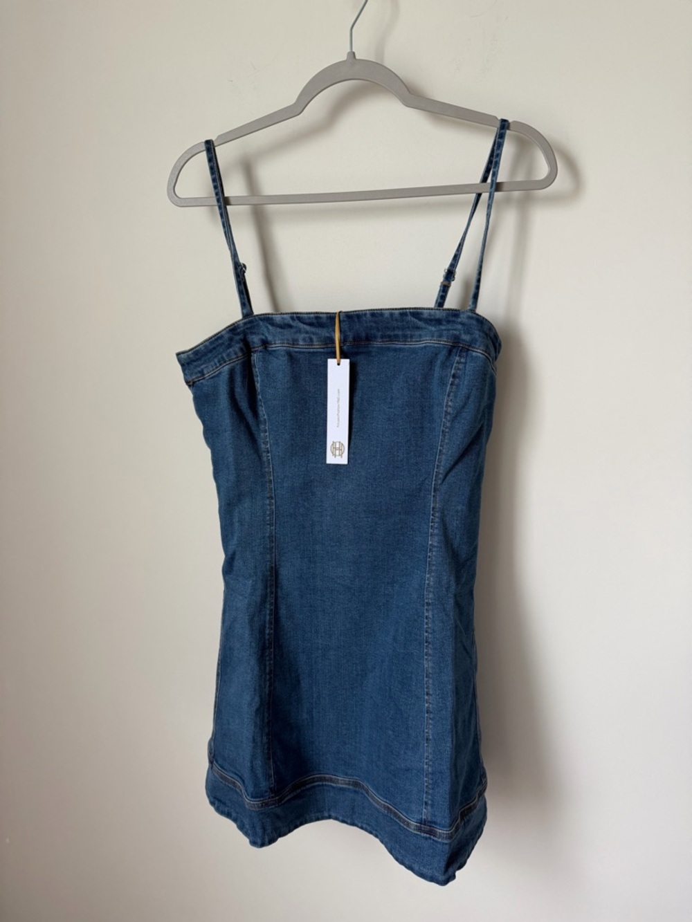 House of Harlow 1960 Denim Mini Dress with Spaghetti Straps